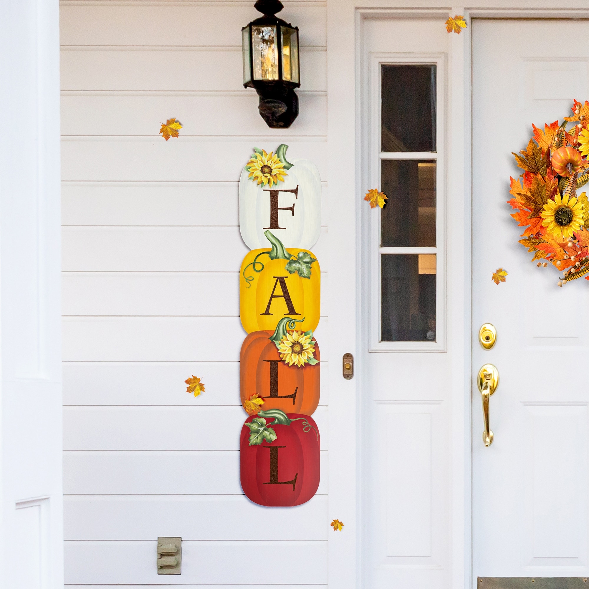 Glitzhome 42"H Thanksgiving Wood Stacked Pumpkin Porch Decor