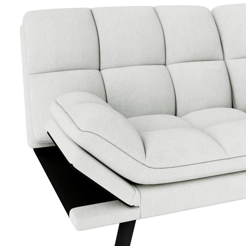 Moasis 70.8" Futon Sofa Bed Convertible Upholstered Couch Sleeper with Reclining Sleeper Split Tufted Back