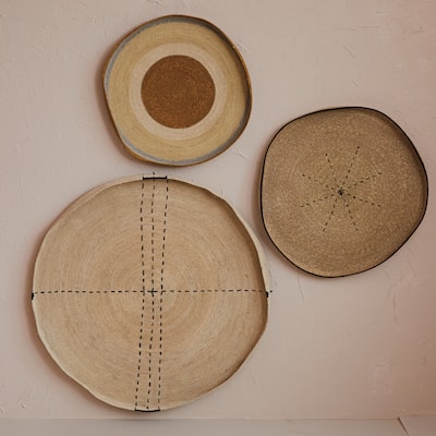 Woven Seagrass Wall Baskets, Set of 3 - 27.5"L x 27.5"W x 2.0"H