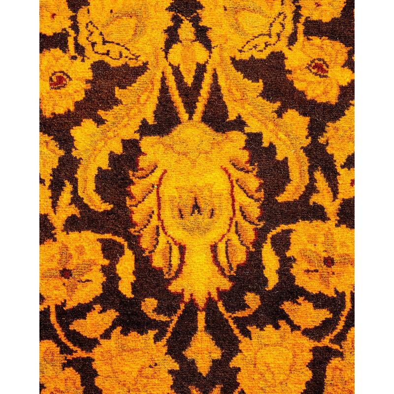 Overton Hand Knotted Wool Vintage Inspired Modern Contemporary Overdyed Gold Area Rug - 3' 1" x 5' 5"