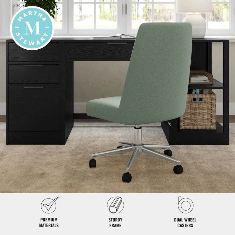 Martha Stewart Upholstered Height Adjustable Swivel Home Office Chair