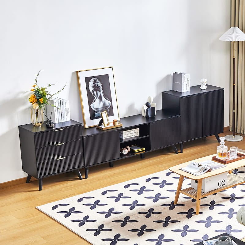 Wooden 2-Door Waveform Sideboard Storage Cabinet