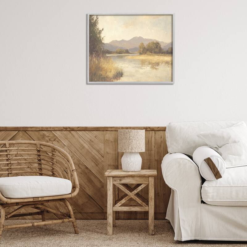 Stupell Wild River Mountain View Framed Giclee Art Design By Petal Prints Design