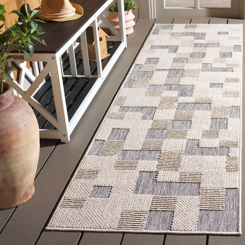 SAFAVIEH Milos Gilda Casual Rug - 2'3" x 8' Runner - Beige/Grey