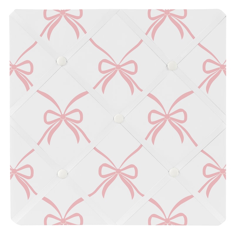 Sweet Jojo Designs Pink Bows Girl 13in. Fabric Memory Photo Bulletin Board - Elegant Bow for Ballerina Dancer Ballet Collection
