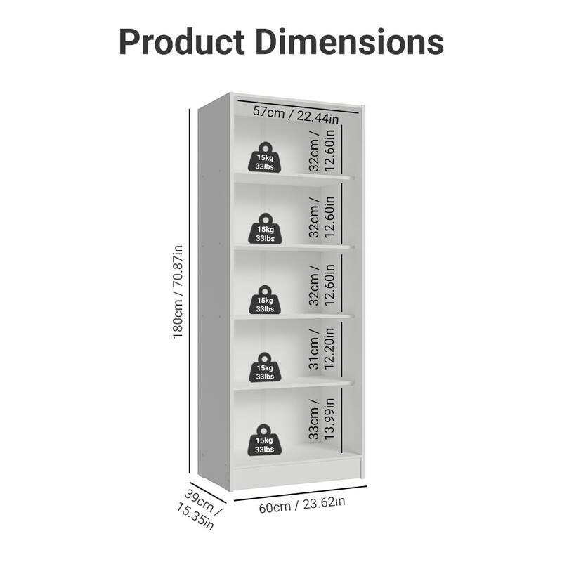 Madesa Kitchen Pantry Storage Cabinet 2 Doors with 5 Utility Shelves 23"L Wooden Organization Unit for Kitchen