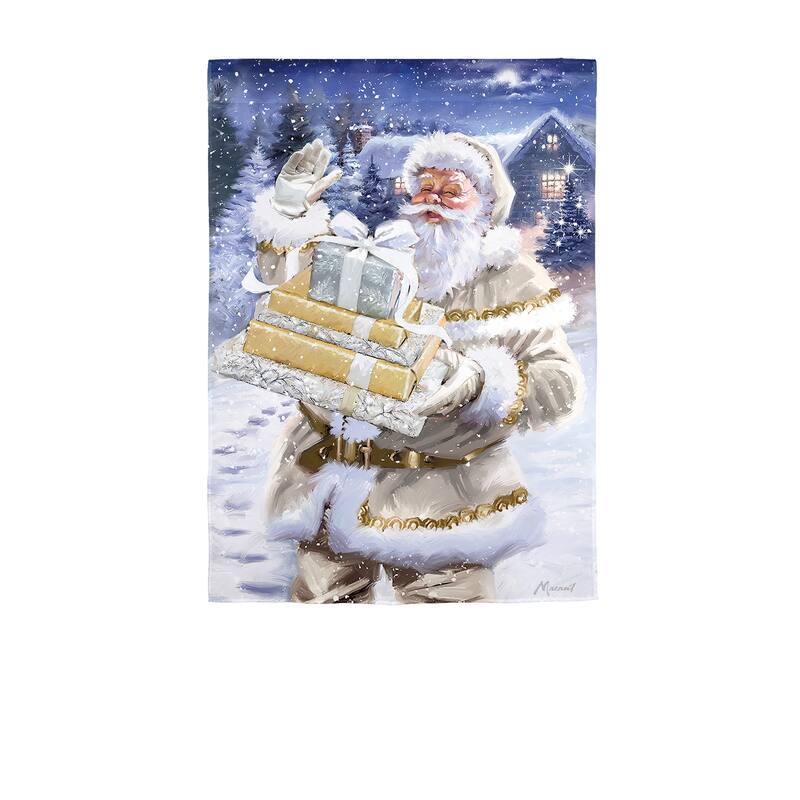 12.5 in. x 18 in. Santa and Presents Suede Garden Flag - Multicolor - 12.5 in x 18 in