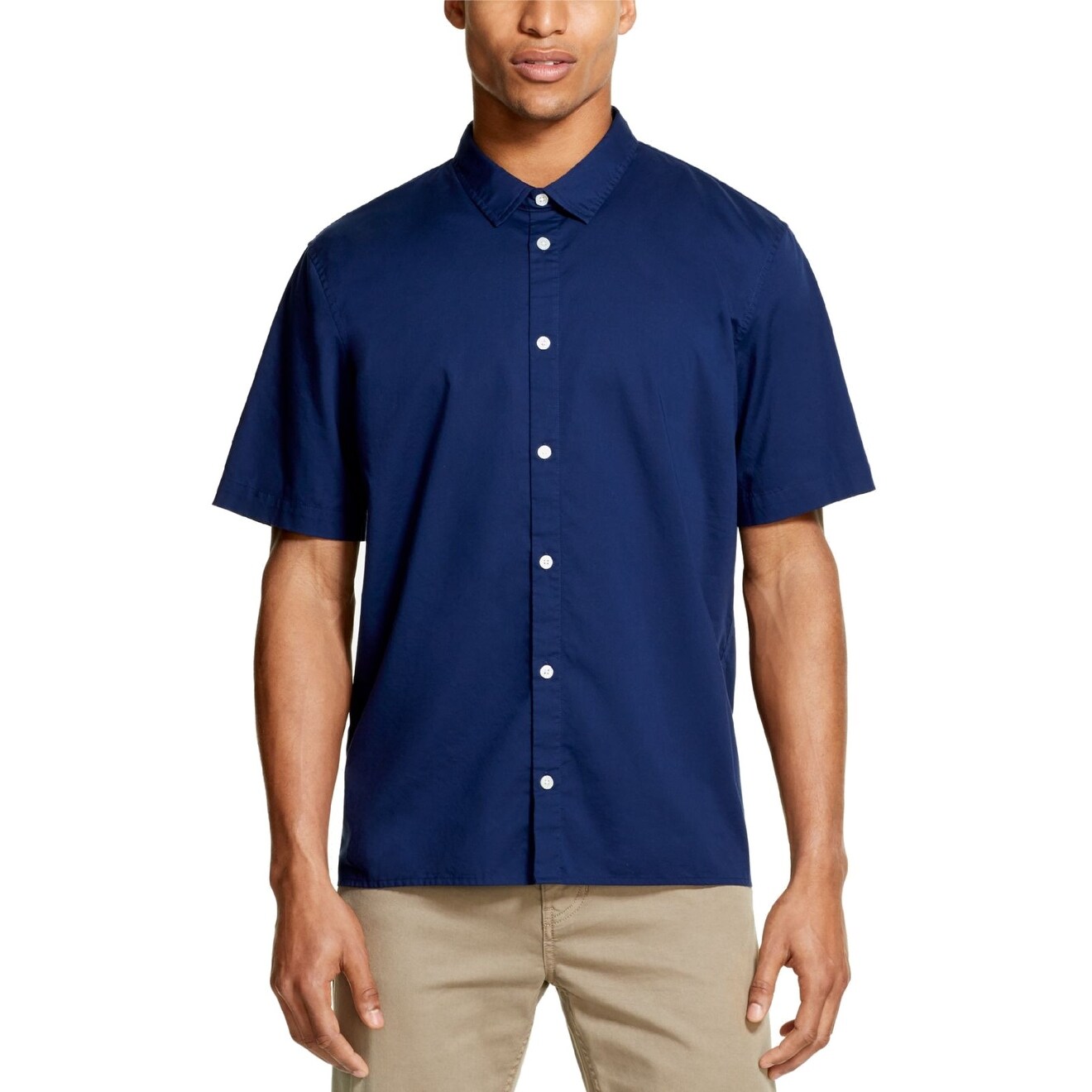 Shop Dkny Medieval Blue Mens Size 2xl Short Sleeve Button Down