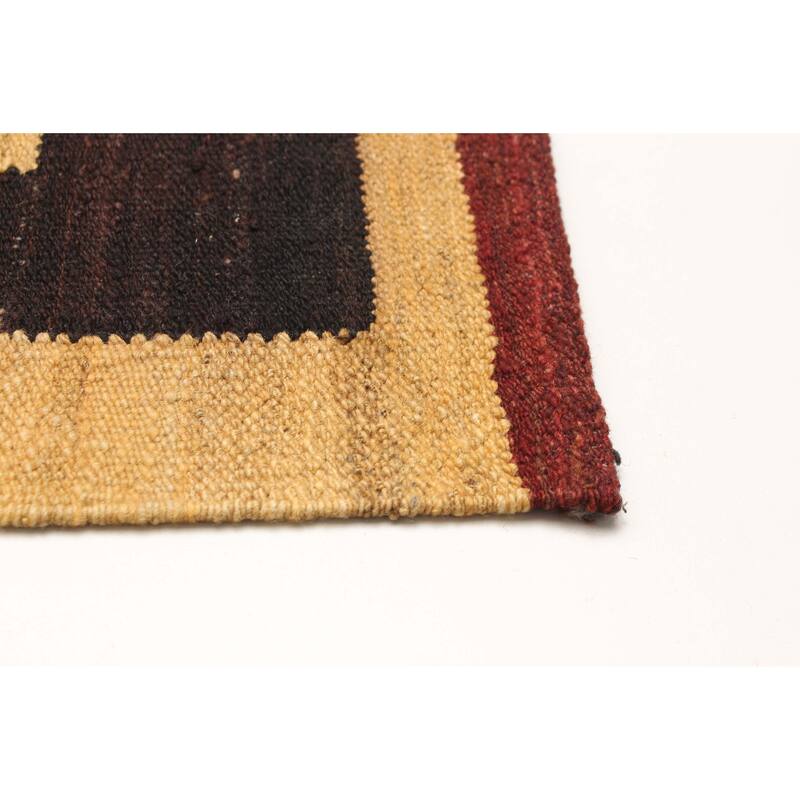 ECARPETGALLERY Flat-Weave Natural Brown Wool Tapestry Kilim - 6'4 x 9'6