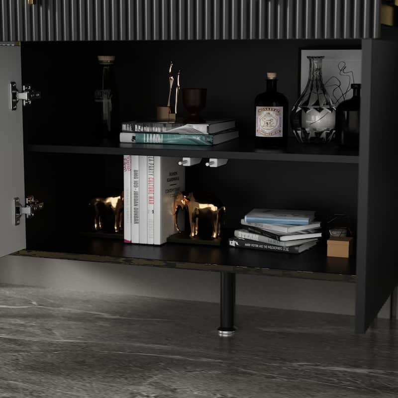 Timechee 4 Doors Kitchen Sideboard 2 Top Drawers Accent Storage Cabinet