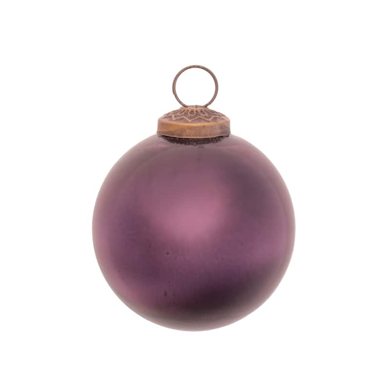 Frosted Glass Christmas Ball Ornaments - 4" - Purple - 12ct