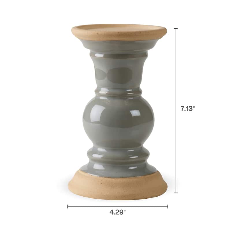 Elements Gray Ceramic Ring Candle, 7 Inch