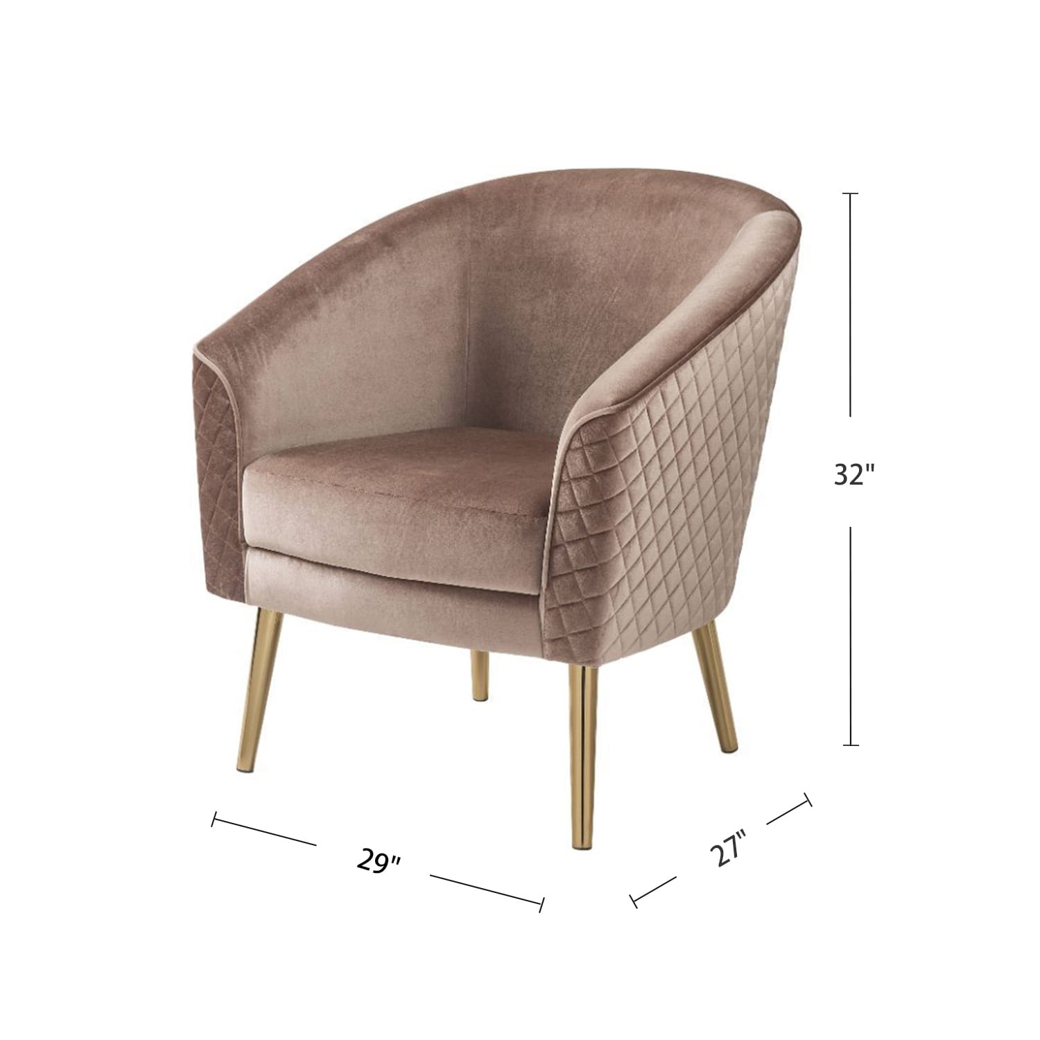 Champagne Velvet Upholstered Accent Chair in Gold