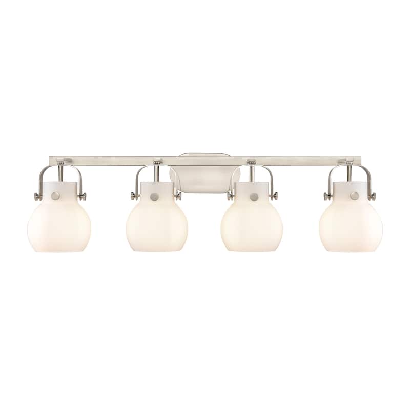 Innovations Lighting Pilaster II Sphere - 4 Light 6" Wall-Mounted Bath Vanity Light.