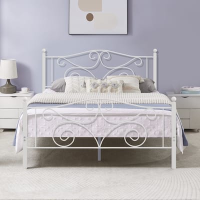 Javlergo Victoria Metal Platform Bed Frame with Headboard and Footboard