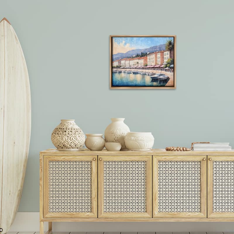 Stupell Quaint Seaside Marina Framed Floater Canvas Wall Art Design By Kim Allen