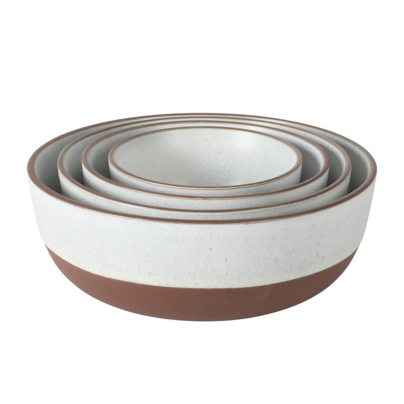 Gibson Elite William Crest 4 Piece Nesting Bowl Set, Stoneware Reactive Glaze, 5", 6.25", 7.5", 9", Prep & Serving Bowls