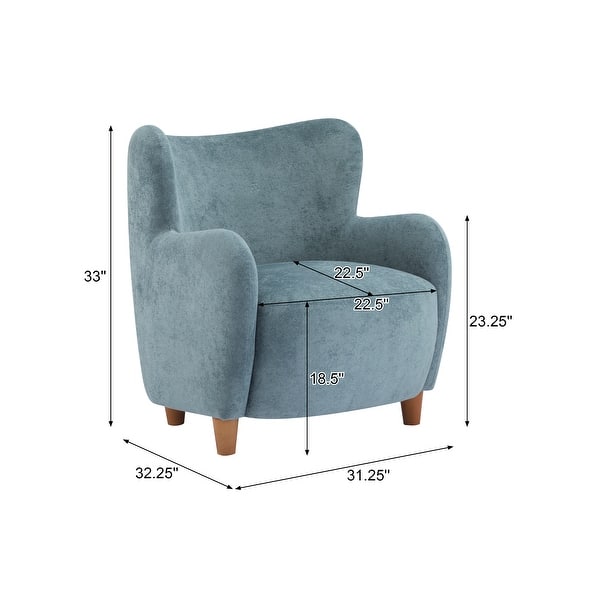dimension image slide 6 of 8, Bacho Fabric Wingback Accent Chair by GDFStudio