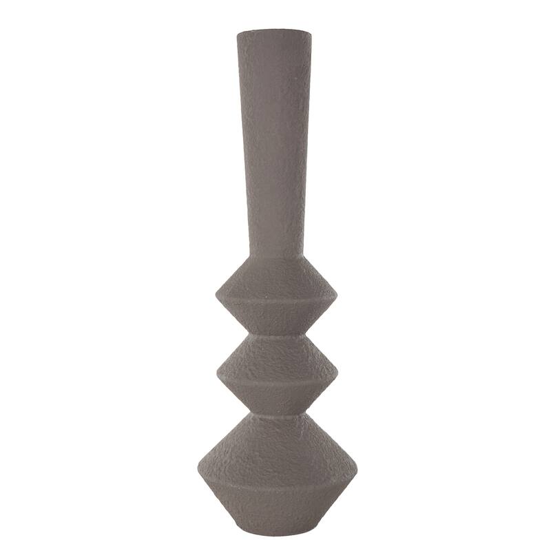 Dark Gray Metal Art Deco Fluted Decorative Vase