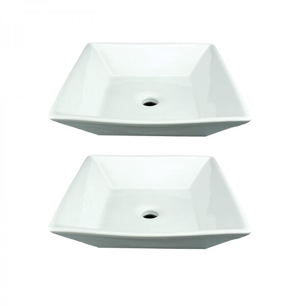 Renovators Supply White Porcelain Bathroom Vessel Sink Square Set of 2