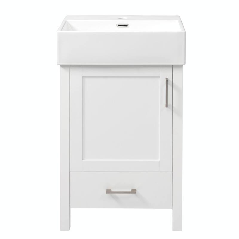 20.28'' Black Modern Bathroom Vanity with Ceramic Sink, Solid Wood Frame and Drawer