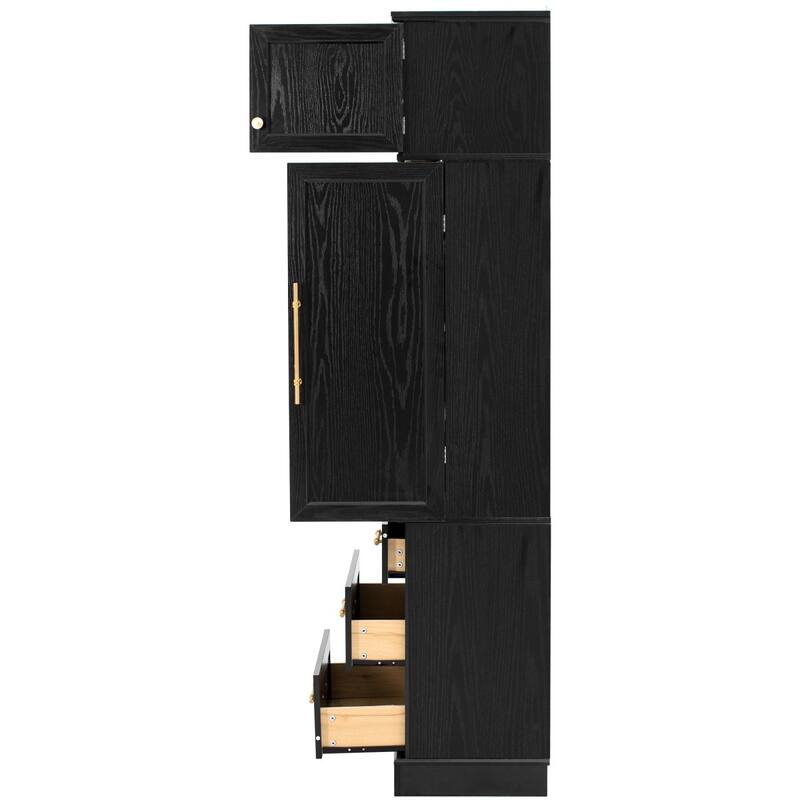 78.2" Tall Farmhouse Pantry Cabinet with 2 Storage Cabinets and 3 Drawers