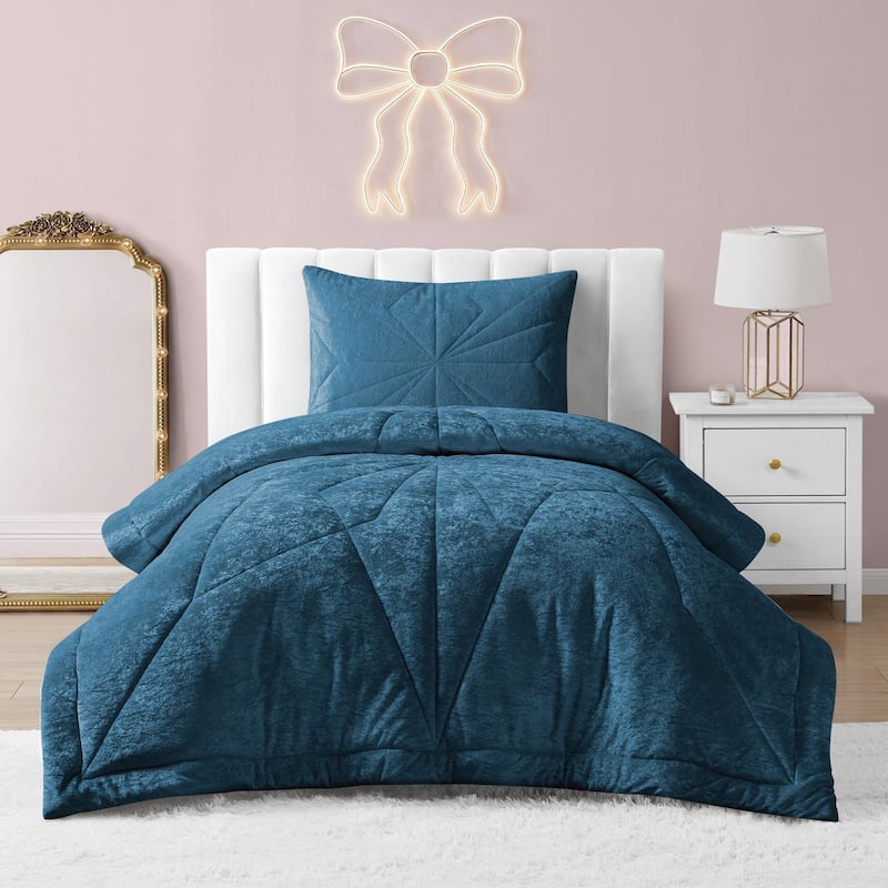 Gabriel Geometric Quilted Comforter Set - Teal - Twin - 2 Piece