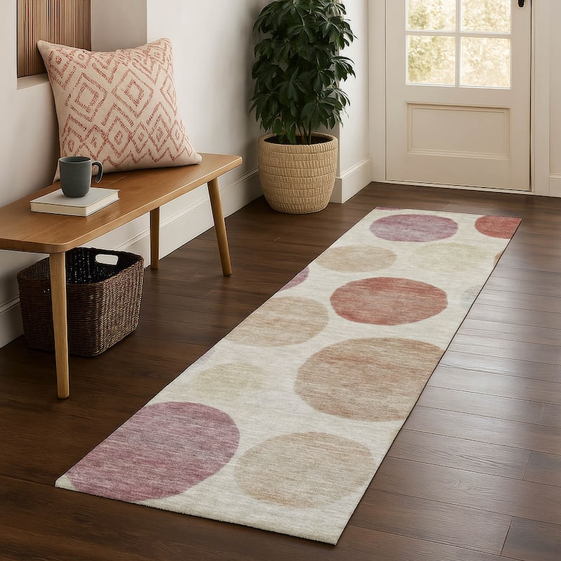 Premium Washable Super Soft Modern Bubbles Mayfield Rug - Salmon - 2'3" x 7'6"