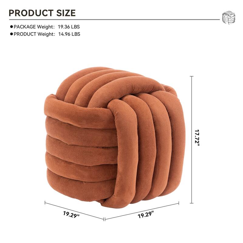060Chenille Fabric Modern Knot Design Ottoman Makeup Stool Footstool, Comfortable and Stylish Seat for Living Room, Bedroom,