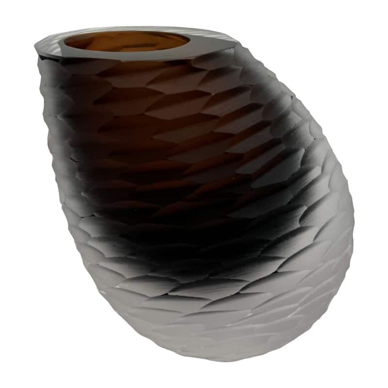 5" High Premium Contemporary Glass Vase for Flowers in Brown