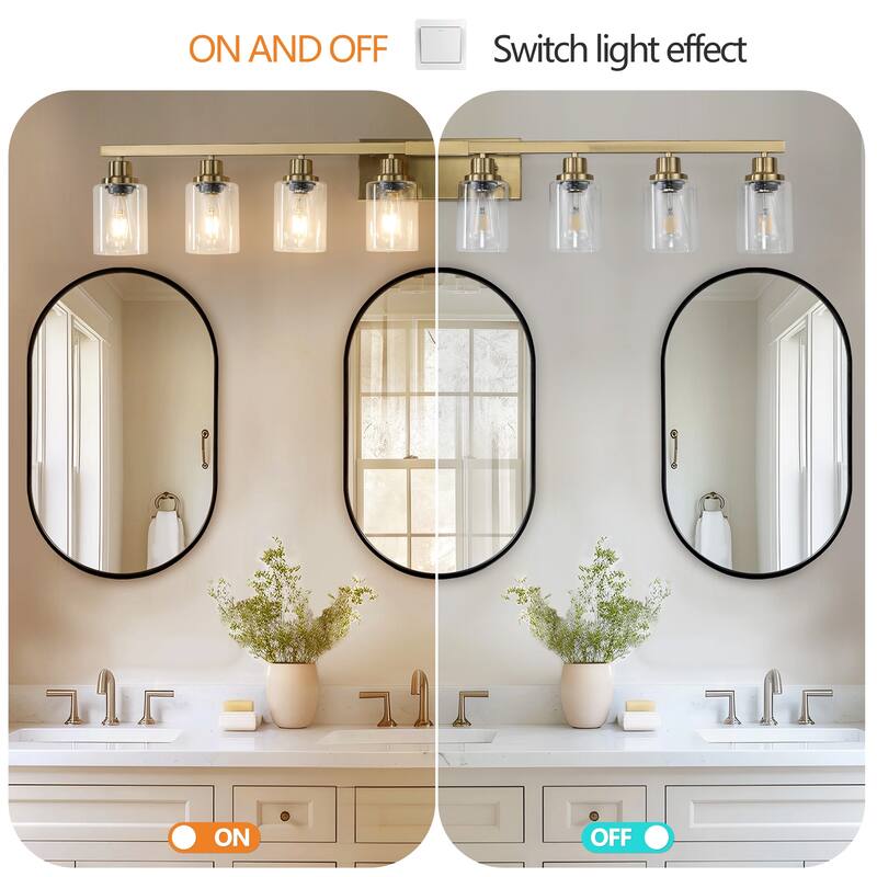 51" 8-Light Vanity Light with Clear Glass Shades, Modern Iron Metal Bathroom Wall Fixture for Mirror(No Bulbs) - Coppery