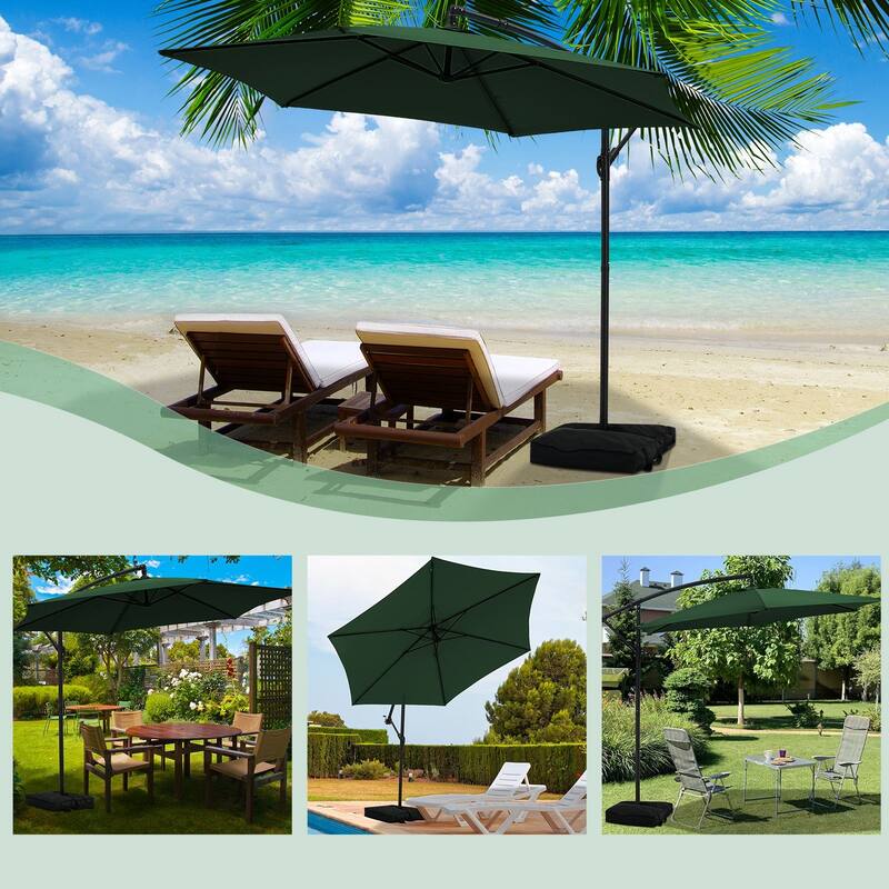 Autlaycil 10ft Offset Hanging Market Patio Umbrella with Base