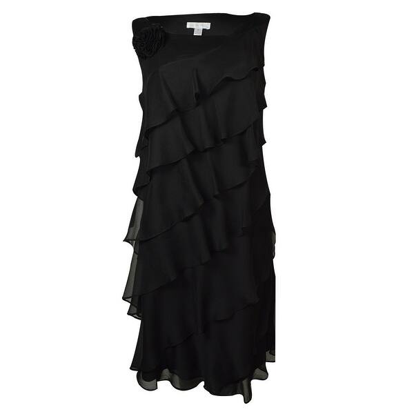Shop London Times Women S Asymmetrical Tiered Chiffon Rosette