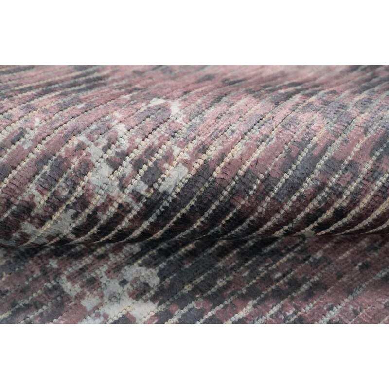 Hand Knotted Oriental Viscose Silk Carpet Modern All-Over Multi-Colored Abstract Area Rug - 8' 1'' X 5' 1''