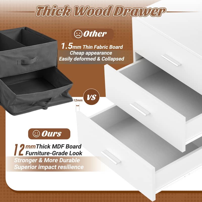 1/ 2 Pack Dressers with 6 Storage Drawers, Closet Organizers for Bedroom and Walk-in Closet