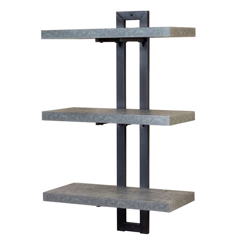 Household Essentials Wall Mounted Grey 3-tier Shelf