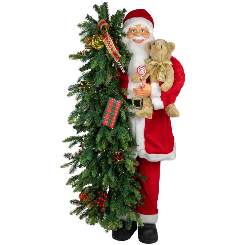 48" Musical Santa Claus Tree Teddy Bear Figure
