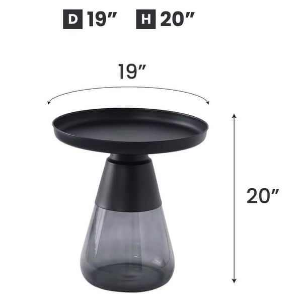Black Titanium Coffee Table with Smoky Gray Glass Base, Round 19x20