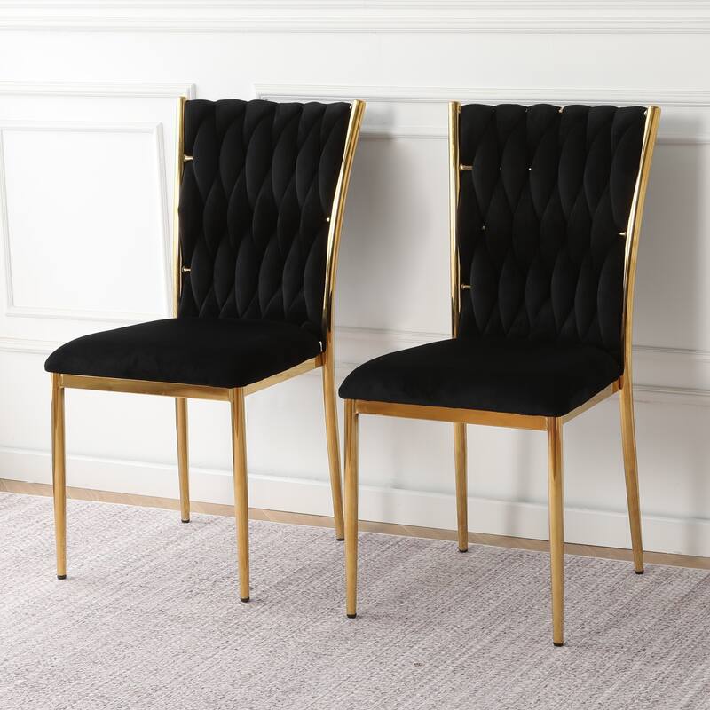 Modern Simple Velvet Dining Chair, Family Bedroom Stool Back Student Table Chair (Set Of 2)