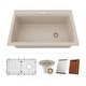 preview thumbnail 8 of 6, Lexicon 33 Inch Platinum Quartz Composite Drop-in Undermount Single Bowl Workstation Galaxy Beige Kitchen Sink LP-750TM-B
