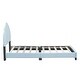preview thumbnail 15 of 18, Twin Size Platform Bed Frame Velvet Upholstered Headboard Wooden Slats Support, Kids Wood Platform Bed Easy Assembly