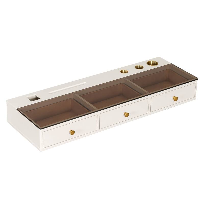 Floating Makeup Vanity Desk for Bedroom Bathroom Hairdressers, 47" Wall-Mounted Makeup Table Vanity Shelf with 3 Drawers