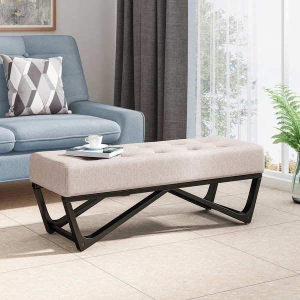 slide 2 of 20, Assisi Contemporary Fabric Ottoman Bench by Christopher Knight Home
