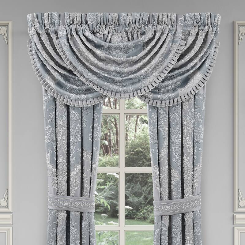 J. Queen New York Sondra Powder Blue Window Waterfall Valance - Powder Blue