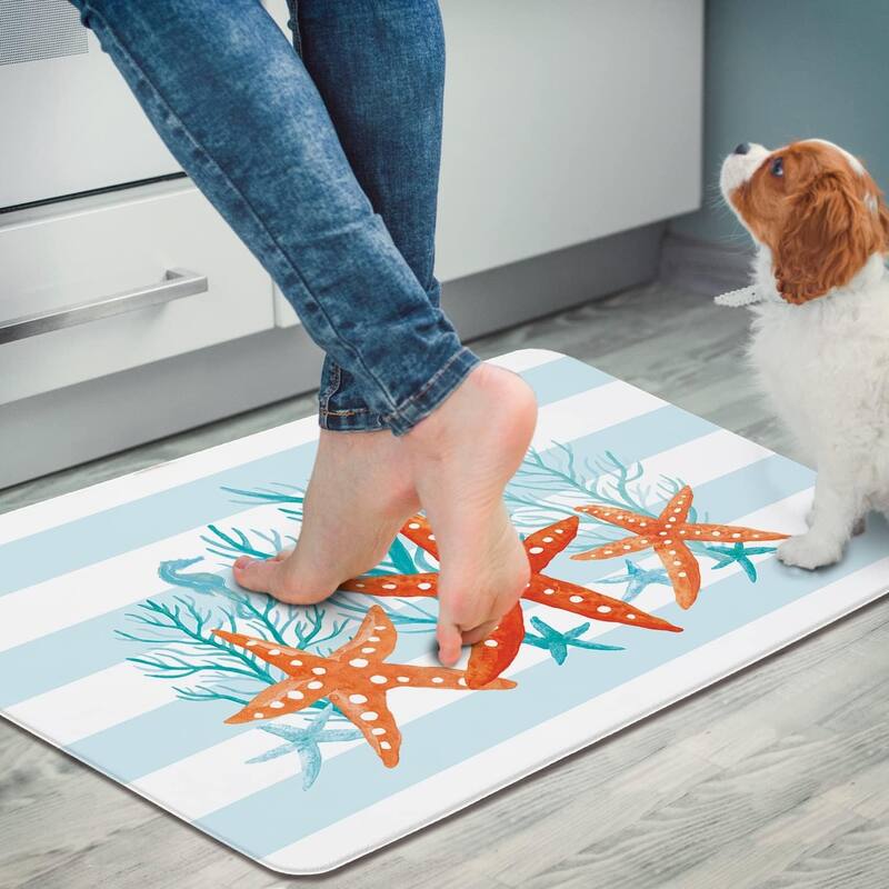 Starfish Stripe 30” x 20” Comfort Floor Mat Manufactured in The USA, Waterproof, Reduces Muscle Fatigue, Easy to Clean - 30x20