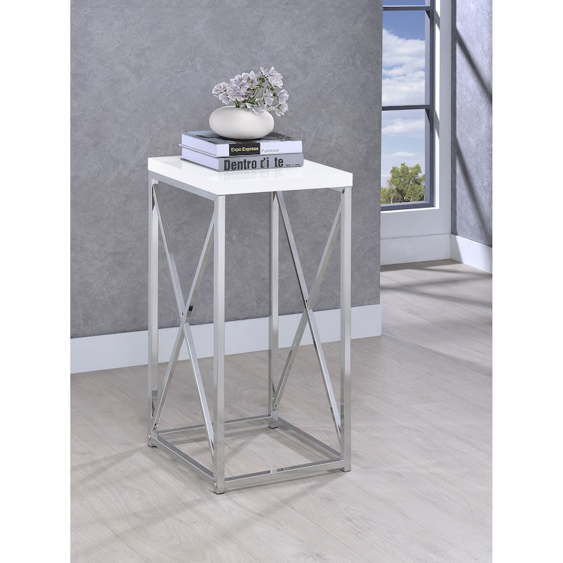 Edmund Square Accent Side Table Chrome