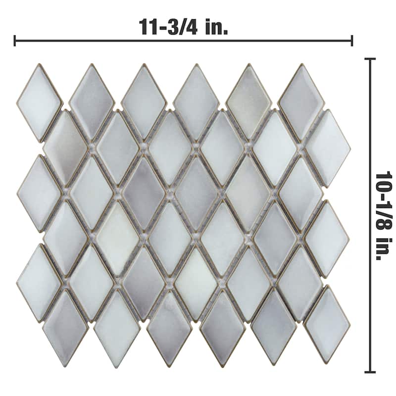 Merola Tile Hudson Kite Grey Eye 10-1/8" x 11-3/4" Porcelain Mosaic Floor and Wall Tile