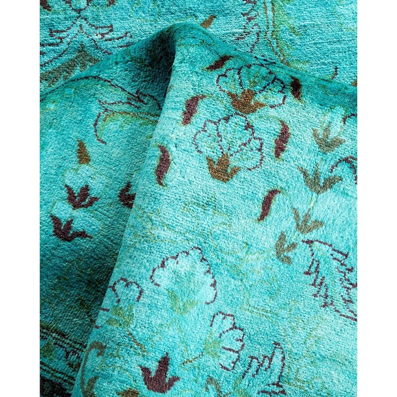 Overton Hand Knotted Wool Vintage Inspired Modern Contemporary Overdyed Blue Area Rug - 3' 1" x 5' 3"