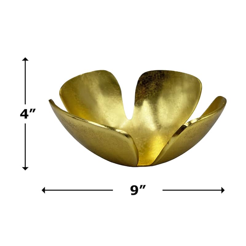 9 Inch Wide Decorative Handmade Aluminum Clover Leaf Bowl - 9 x 9 x 4 in