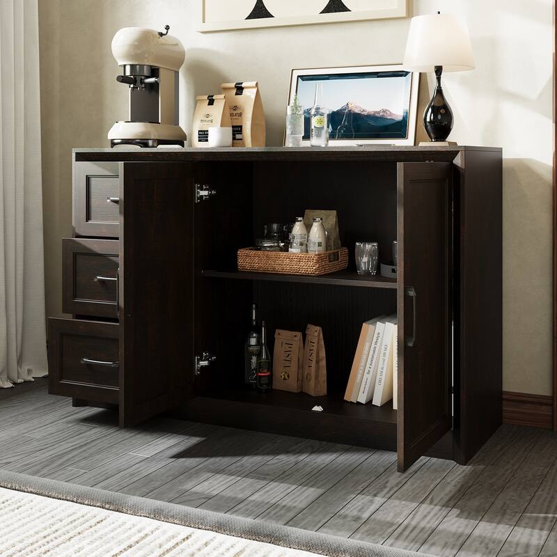 3-Drawer Lateral Filing Cabinet, Large Storage for Letter/Legal, White/Brown
